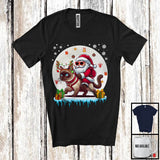 MacnyStore - X-mas Santa On Reindeer Siamese Cat, Lovely Christmas Santa Snow Around, Animal Lover T-Shirt
