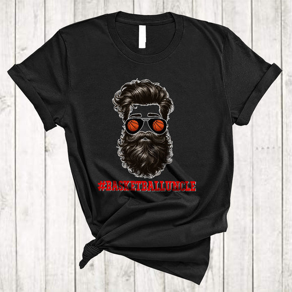 MacnyStore - Basketball Uncle, Awesome Father's Day Beard Sunglasses, Sport Player Playing Team Family T-Shirt