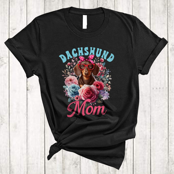 MacnyStore - Dachshund Mom, Lovely Mother's Day Flowers Dachshund, Matching Family Group T-Shirt