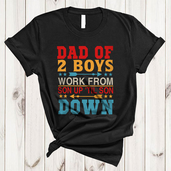 MacnyStore - Dad Of 2 Boys, Humorous Father's Day Vintage Lover Daddy, Son Matching Family Group T-Shirt