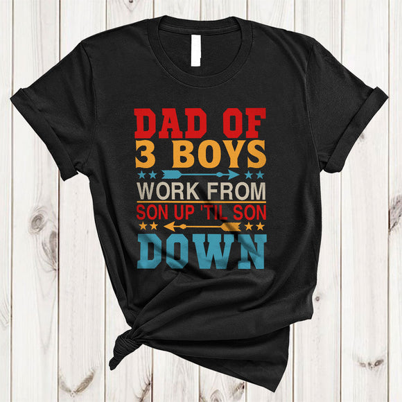 MacnyStore - Dad Of 3 Boys, Humorous Father's Day Vintage Lover Daddy, Son Matching Family Group T-Shirt