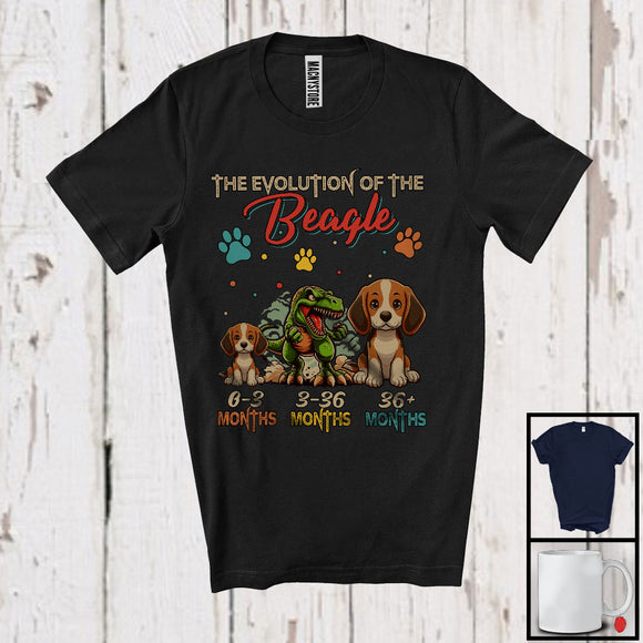 MacnyStore - Evolution Of The Beagle, Humorous T-Rex Dinosaur Lover Vintage, Matching Family Group T-Shirt
