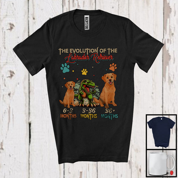 MacnyStore - Evolution Of The Labrador Retriever, Humorous T-Rex Dinosaur Lover Vintage, Family Group T-Shirt