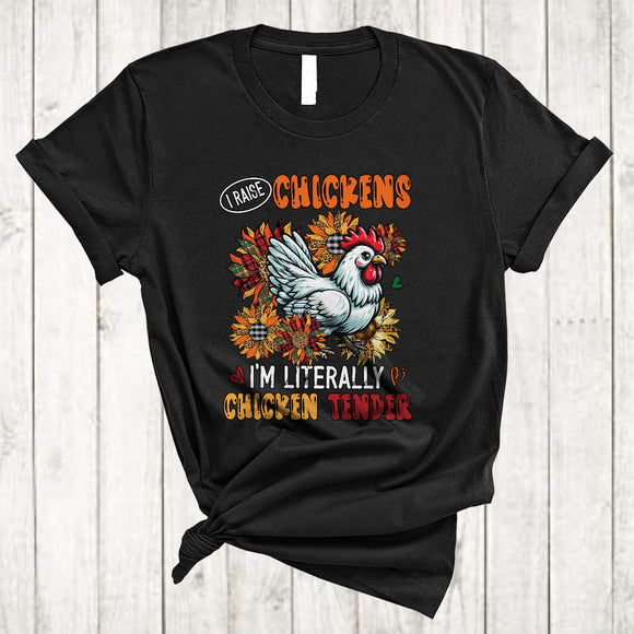 MacnyStore - I Raise Chickens Literally Chicken Tender, Funny Mother's Day Leopard Plaid Sunflowers, Farmer T-Shirt