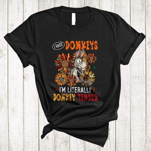 MacnyStore - I Raise Donkeys Literally Donkey Tender, Funny Mother's Day Leopard Plaid Sunflowers, Farmer T-Shirt