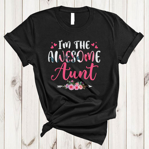 MacnyStore - I'm The Awesome Aunt, Awesome Mother's Day Flowers Hearts, Matching Women Family Group T-Shirt