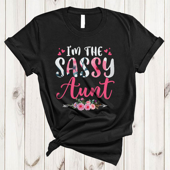 MacnyStore - I'm The Sassy Aunt, Awesome Mother's Day Flowers Hearts, Matching Women Family Group T-Shirt