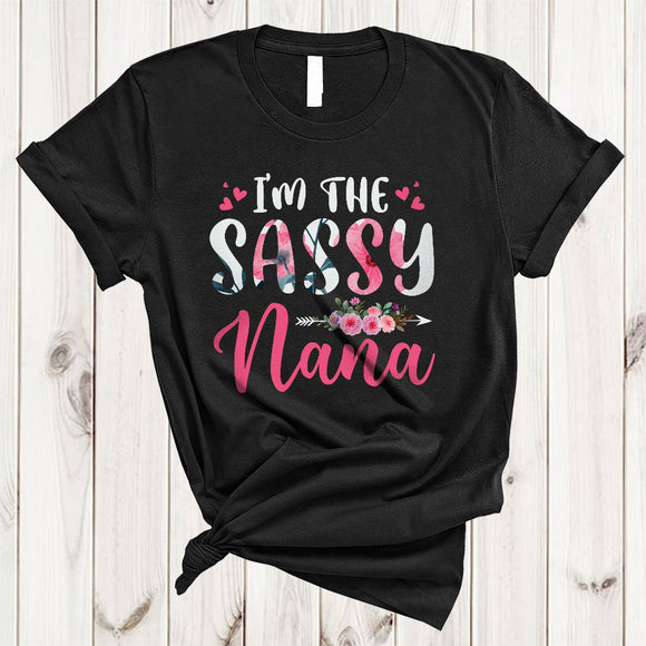MacnyStore - I'm The Sassy Nana, Awesome Mother's Day Flowers Hearts, Matching Women Family Group T-Shirt