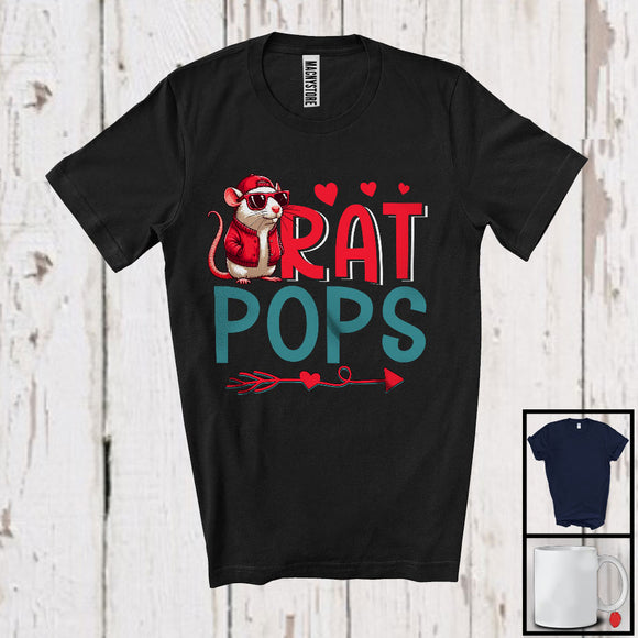 MacnyStore - Rat Pops, Humorous Father's Day Red Hat Sunglasses Rat Animal Lover, Matching Family Group T-Shirt
