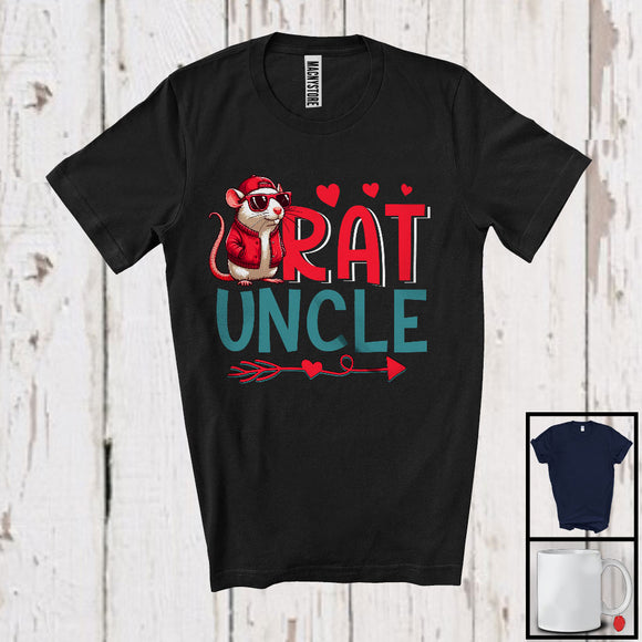 MacnyStore - Rat Uncle, Humorous Father's Day Red Hat Sunglasses Rat Animal Lover, Matching Family Group T-Shirt