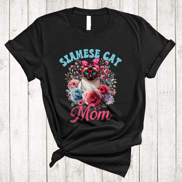 MacnyStore - Siamese Cat Mom, Lovely Mother's Day Flowers Siamese Kitten, Matching Family Group T-Shirt