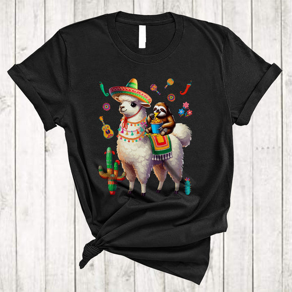 MacnyStore - Sloth Eating Nacho Riding Llama, Lovely Cinco De Mayo Sombrero Lover, Mexican Pride T-Shirt
