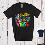 MacnyStore - Summer Vibes, Colorful Summer Vacation Sunny Beach Santa, Matching Friends Family Group T-Shirt