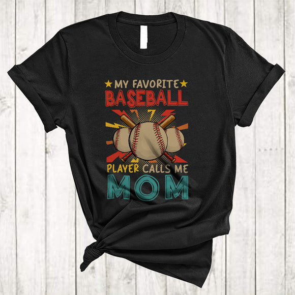 MacnyStore - Vintage My Favorite Baseball Player Calls Me Mom, Proud Mother's Day Baseball, Family T-Shirt