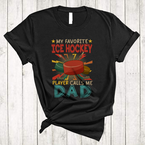 MacnyStore - Vintage My Favorite Ice Hockey Player Calls Me Dad, Proud Father's Day Ice Hockey, Family T-Shirt