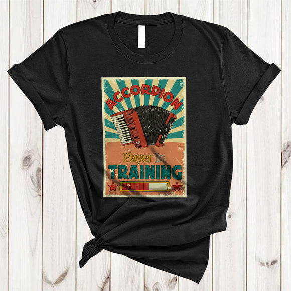 MacnyStore - Vintage Retro Accordion Player In Training, Amazing Future Musical Instruments Player Playing T-Shirt