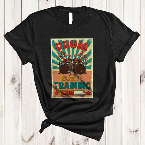 MacnyStore - Vintage Retro Drum Player In Training, Amazing Future Musical Instruments Player Playing Group T-Shirt
