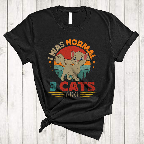 MacnyStore - Vintage Retro I Was Normal 3 Cats Ago, Adorable Animal Lover, Matching Family Group T-Shirt