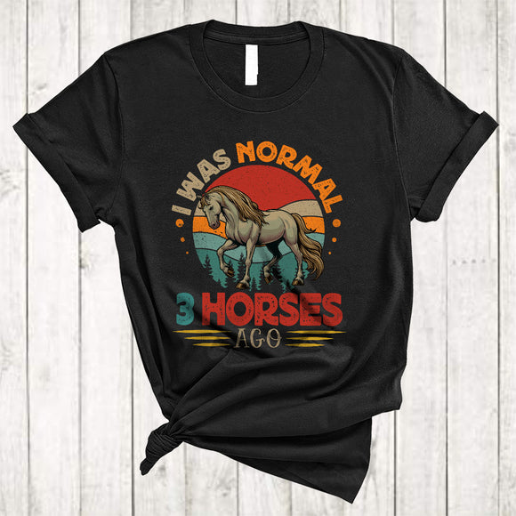 MacnyStore - Vintage Retro I Was Normal 3 Horses Ago, Adorable Animal Farmer, Matching Family Group T-Shirt
