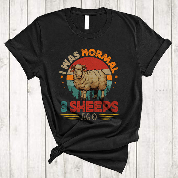 MacnyStore - Vintage Retro I Was Normal 3 Sheeps Ago, Adorable Animal Farmer, Matching Family Group T-Shirt