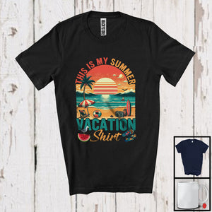 MacnyStore - Vintage Retro This Is My Summer Vacation Shirt, Cute Summer Vacation Beach, Family Friend Group T-Shirt