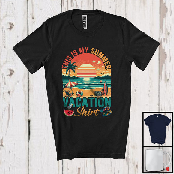 MacnyStore - Vintage Retro This Is My Summer Vacation Shirt, Cute Summer Vacation Beach, Family Friend Group T-Shirt