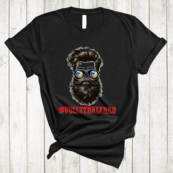 MacnyStore - Volleyball Dad, Awesome Father's Day Beard Sunglasses, Sport Player Playing Team Family T-Shirt