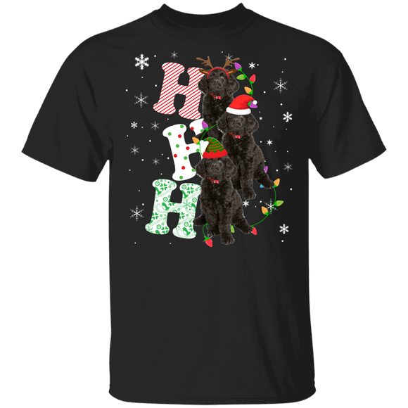Christmas Santa Shirt Ho Ho Ho Funny Christmas Light Santa Elf Reindeer Sproodle Dog Lover Gifts T-Shirt - Macnystore