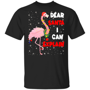 Christmas Flamingo Shirt Dear Santa I Can Explain Funny Christmas Santa Flamingo Lover Gifts Christmas T-Shirt - Macnystore