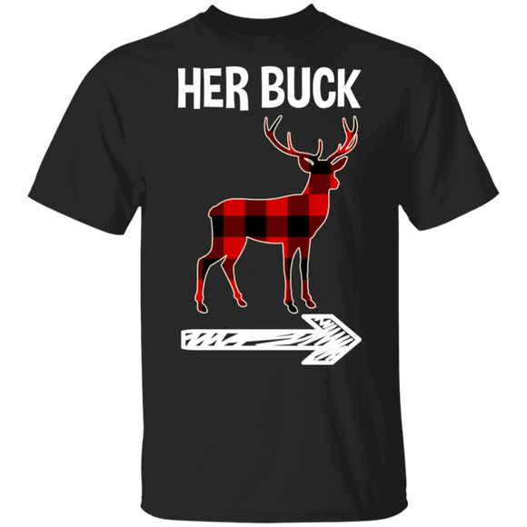 Christmas Reindeer Shirt Her Buck Funny Christmas Reindeer Red Plaid Matching Couple Pajama Gifts T-Shirt - Macnystore