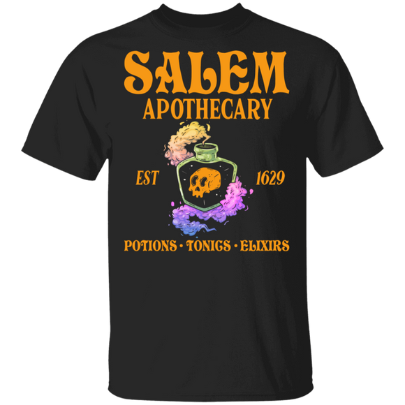 Halloween Witch Shirt Salem Apothecary Est 1629 Potions Tonics Elixirs Cool Halloween Witch Lover Gifts Halloween T-Shirt - Macnystore