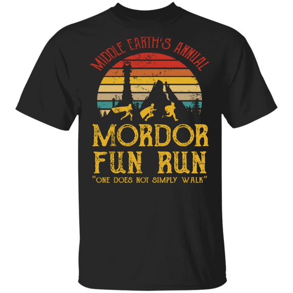 Vintage Retro Mordor Fun Run Middle Earth's Annual One Does Not Simply Walk Gifts T-Shirt - Macnystore