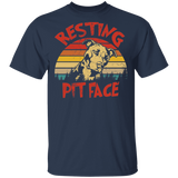 Vintage Retro Resting Pit Face Cute Pit Bull Dog Lover Rescue Dog Pet Gifts T-Shirt - Macnystore