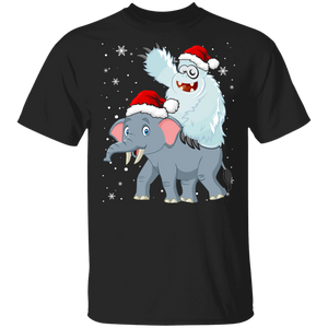 Christmas Yeti Lover Shirt Santa Yeti Ridding Elephant Cute Christmas Santa Yeti Elephant Lover Pajama Gifts T-Shirt - Macnystore