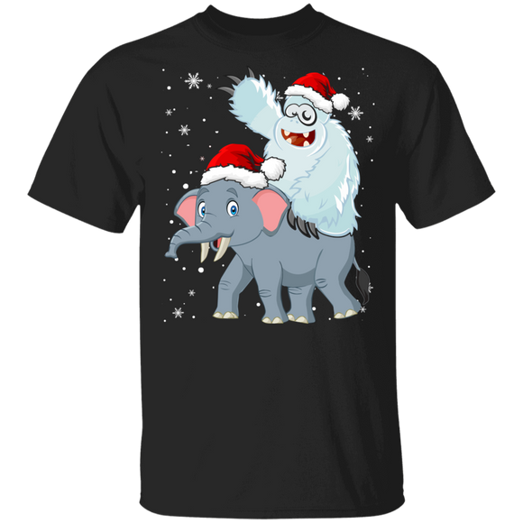 Christmas Yeti Lover Shirt Santa Yeti Ridding Elephant Cute Christmas Santa Yeti Elephant Lover Pajama Gifts T-Shirt - Macnystore