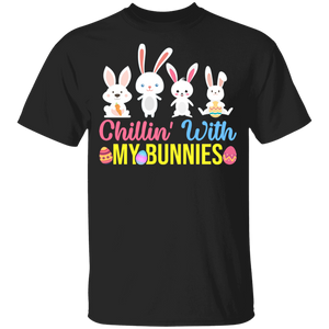 Chillin With My Bunnies Funny Rabbit Bunny Eggs Easter Day Matching Shirt For Men Women Teacher Gifts Youth T-Shirt - Macnystore