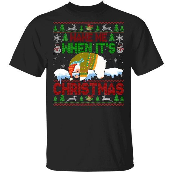 Christmas Polar Bear Sweater Wake Me When It's Christmas Funny Polar Bear Lover Gifts T-Shirt - Macnystore
