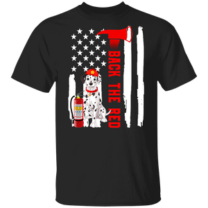 Back The Red Cool American Flag Dalmatian Dog Firefighter Fireman Gifts T-Shirt - Macnystore