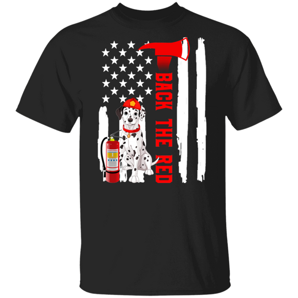 Back The Red Cool American Flag Dalmatian Dog Firefighter Fireman Gifts T-Shirt - Macnystore