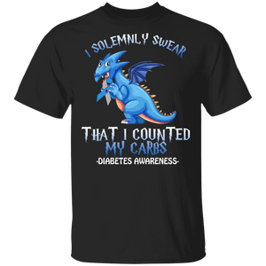 I Solemnly Swear That I Counted My Carbs Diabetes Awareness Cute Blue Dragon Holding Ribbon Shirt Matching Diabetes Awareness Gifts T-Shirt - Macnystore