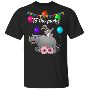 Funny To The Party Cute Dabbing Bunny Riding Rhino Gifts T-Shirt - Macnystore