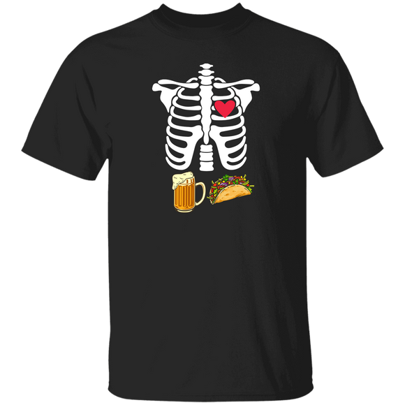 Halloween Skeleton Lover Shirt Skeleton Pregnancy Beer Tacos X-Ray Funny Halloween Beer Taco Lover Gifts Halloween T-Shirt - Macnystore
