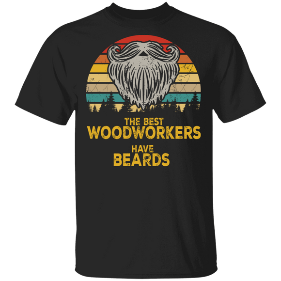 Vintage Retro The Best Woodworkers Have Beards Funny Carpenter Bearded Gifts T-Shirt - Macnystore
