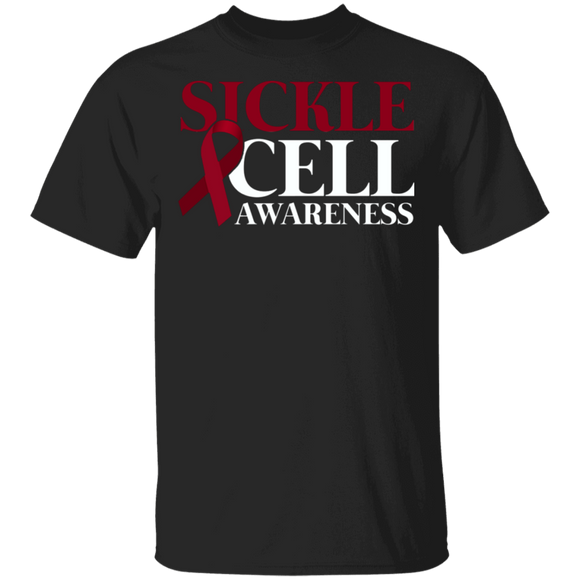 Sickle Cell Awareness Shirt Cool Sickle Cell Awareness Red Ribbon Anemia Support Gifts T-Shirt - Macnystore