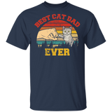 Vintage Retro Best Cat Dad Ever Cat Lover Owner Fans Matching Shirt For Family Funny Men Papa Daddy Gifts T-Shirt - Macnystore