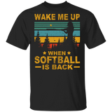 Vintage Square Wake Me Up When Softball Is Back Funny Softball Shirt Matching Softball Player Lover Gifts T-Shirt - Macnystore