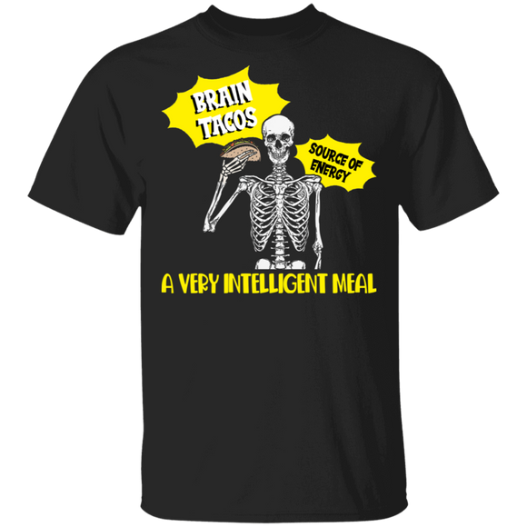 Halloween Skeleton Shirt Brain Tacos Source Of Energy A Very Intelligent Meal Cool Taco Lover  Gifts Halloween T-Shirt - Macnystore