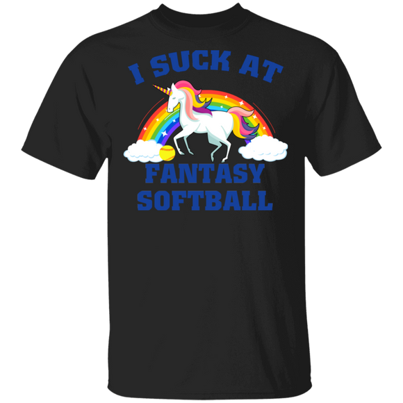 I Suck At Fantasy Softball Funny Magical Unicorn T-Shirt - Macnystore