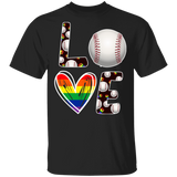 Cute Love LGBT Baseball Shirt Matching Proud LGBT Support Gay Lesbian Baseball Lover Player Gifts T-Shirt - Macnystore