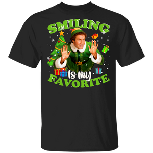 Christmas Elf Lover Shirt Smiling Is My Favorite Cute Christmas Elf Smiling Buddy the Elf Movie Lover Gifts T-Shirt - Macnystore